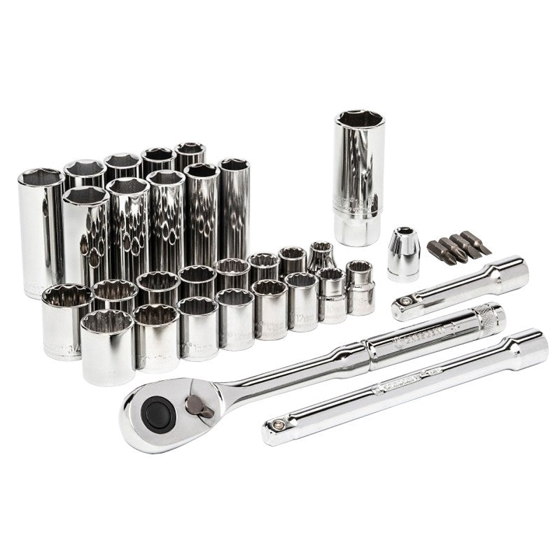 Crescent CTK35 Mechanic Tool Set, 35-Piece, Steel Alloy, Chrome