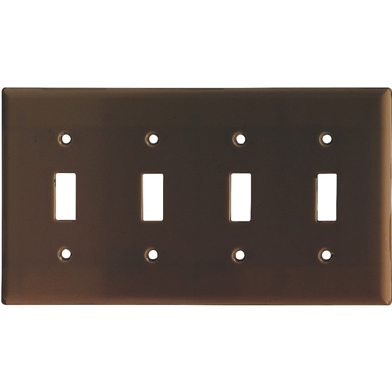 Eaton Wiring Devices 2154B-BOX Wallplate, 4-1/2 in L, 8.19 in W, 4 -Gang, Thermoset, Brown, High-Gloss