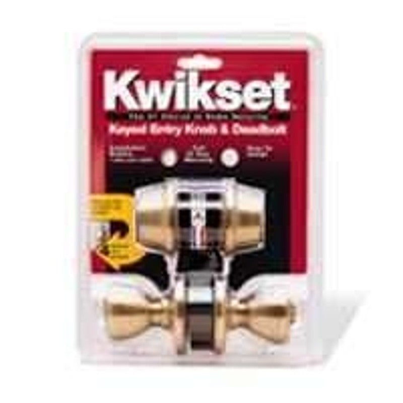 Kwikset 695T 5CP6ALRCSK6 Combination Lockset, Left, Right, Knob Handle, Tylo Design, Antique Brass, 3 Grade