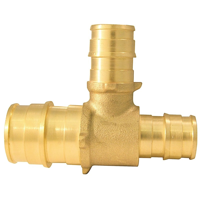 Apollo Expansion Series EPXT341212 Reducing Pipe Tee, 3/4 x 1/2 x 1/2 in, Barb, Brass, 200 psi Pressure