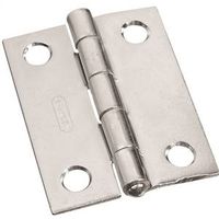 Non-Removable Fixed Pin Narrow Hinges 2 By 1-9/16 Inch Zinc Plated Steel 2 Pack