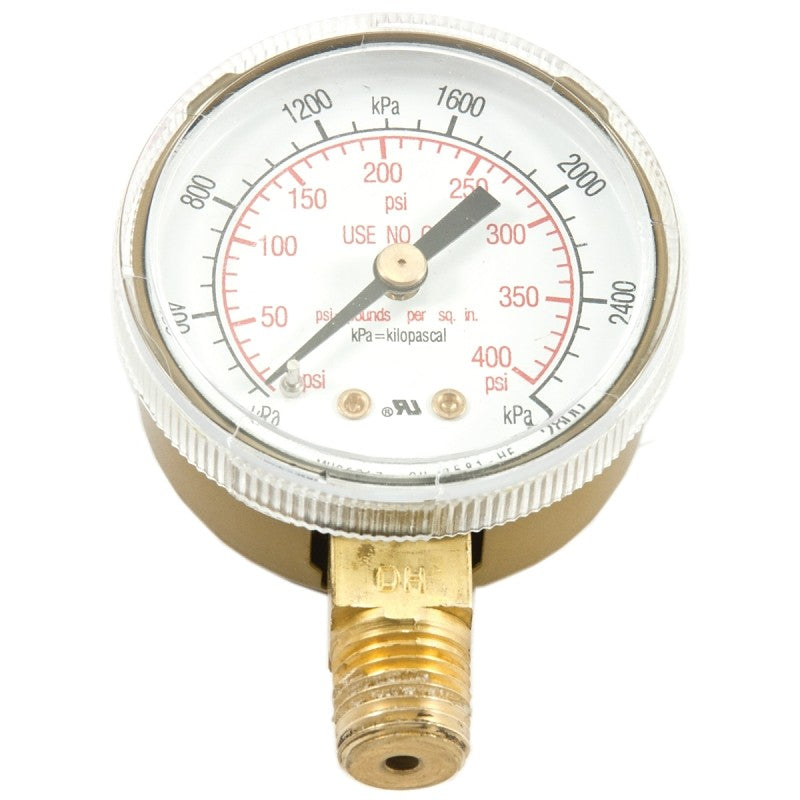 Forney 87728 Regulator Gauge, 0 to 400 psi Pressure, 1/4 in Connection, NPT