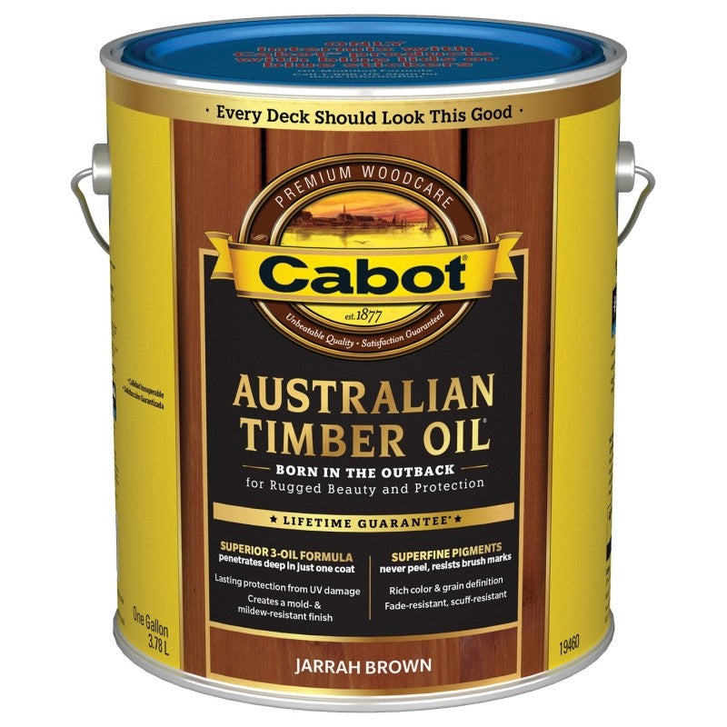 Cabot 19400 Series 140.0019460.007 Australian Timber Oil, Jarrah Brown, Liquid, 1 gal (Pack of 4)