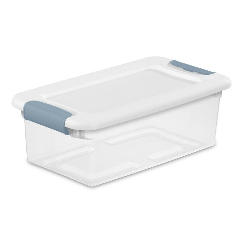 Sterilite 14928012 Latching Box, Plastic, Clear/White, 14-1/8 in L, 7-5/8 in W, 4-7/8 in H