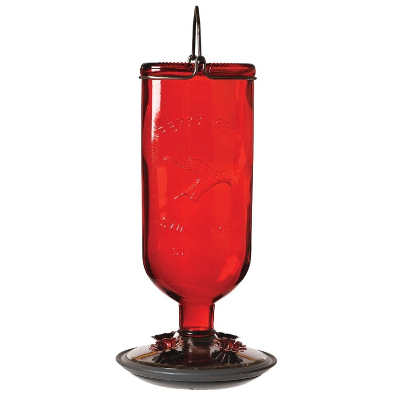 Perky-Pet 8109-2 Bird Feeder, 16 oz, 4-Port/Perch, Glass/Metal, Red, 10.6 in H (Pack of 2)