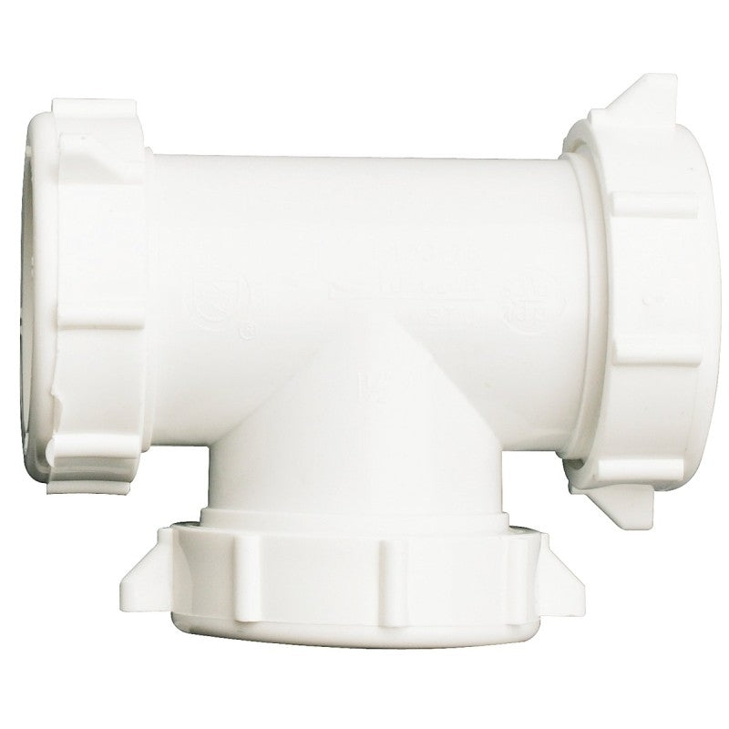 Plumb Pak PP55-6W Coupling Tee, 1-1/2 in, Slip-Joint, Plastic, White