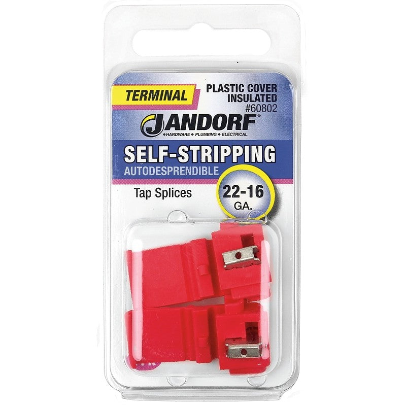 Jandorf 60802 Terminal, 22 to 16 AWG Wire, Plastic Insulation, Red, 2/PK