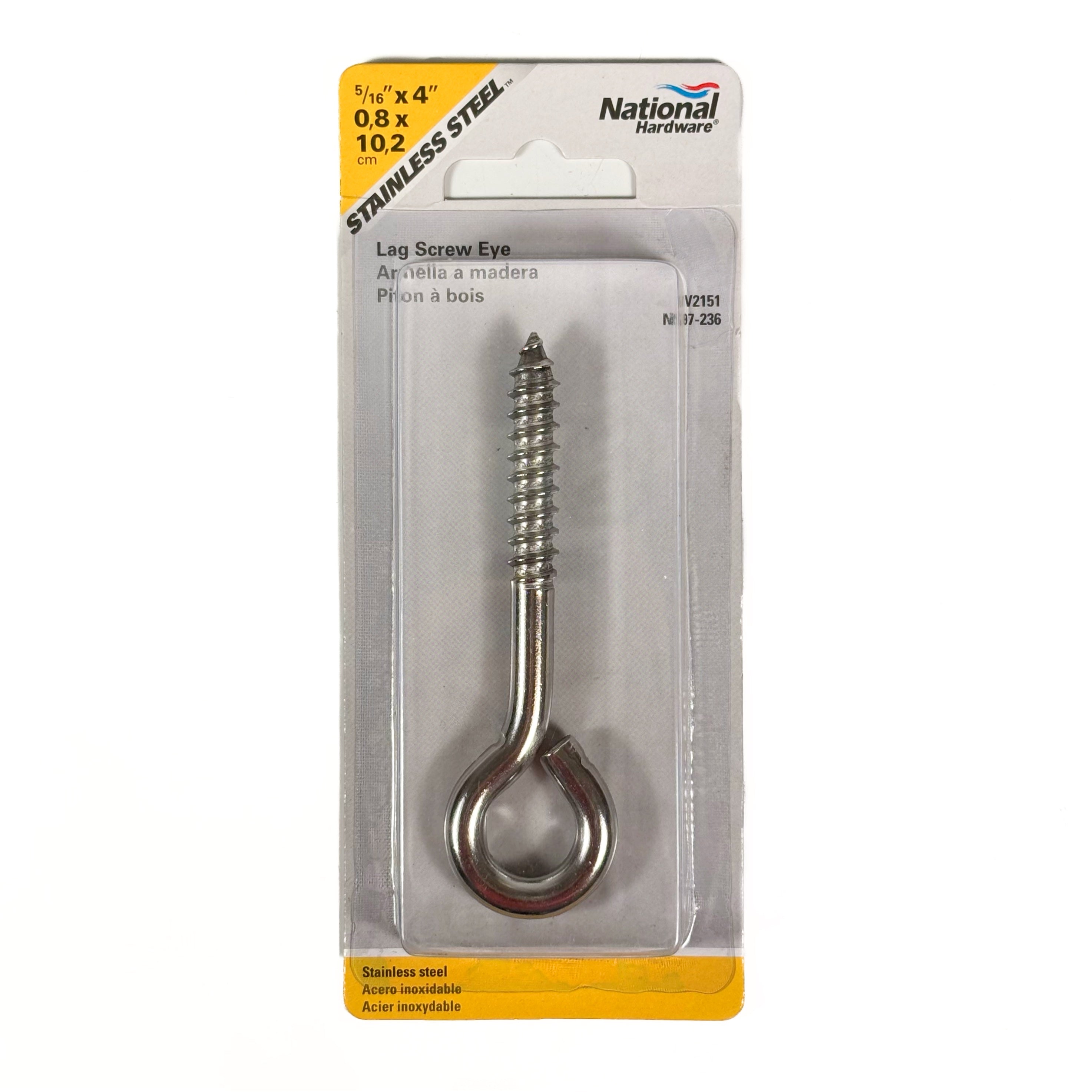 Lag Thread Screw Eye 5/16 By 4 Inch Stainless Steel