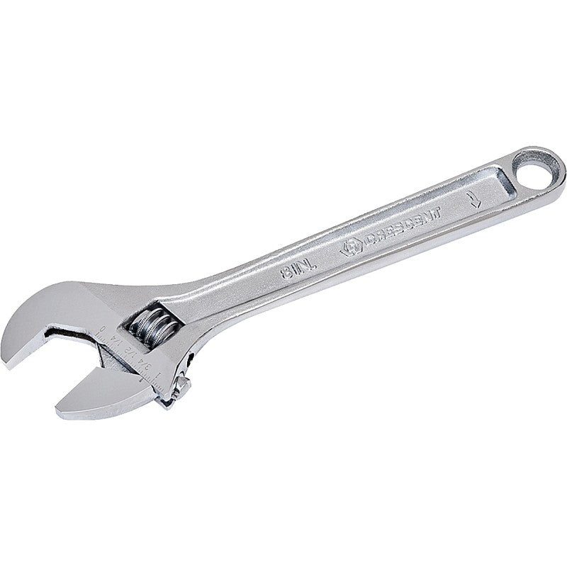 Crescent AC28VS Adjustable Wrench, 8 in OAL, 1-1/8 in Jaw, Steel, Chrome, Non-Cushion Grip Handle