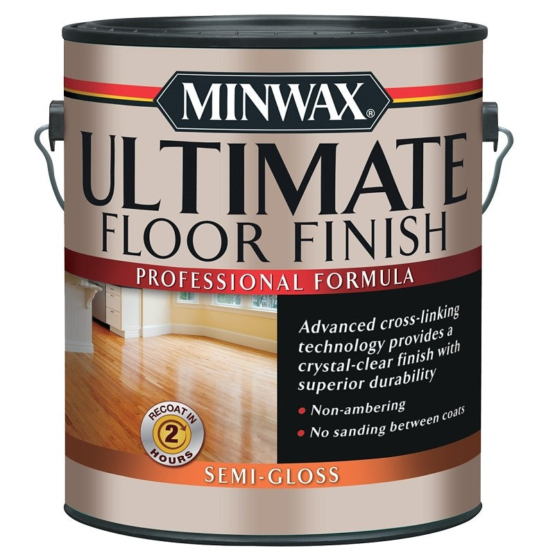 Minwax 131020000 Ultimate Floor Finish Paint, Semi-Gloss, Liquid, Crystal Clear, 1 gal, Can (Pack of 2)