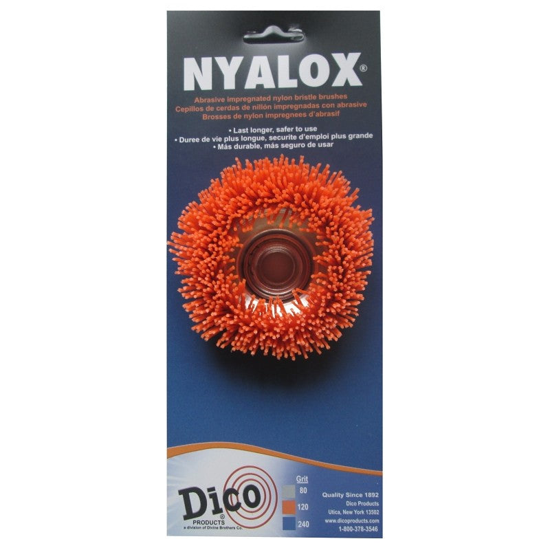 Dico Nyalox 7200006 Cup Brush, 3 in Dia, 5/8-11 Arbor/Shank, Nylon Bristle, Female Threaded Bristle