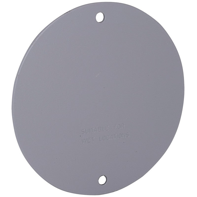Hubbell 5374-0 Cover, 4-1/8 in W, Round, Aluminum, Gray, Powder-Coated