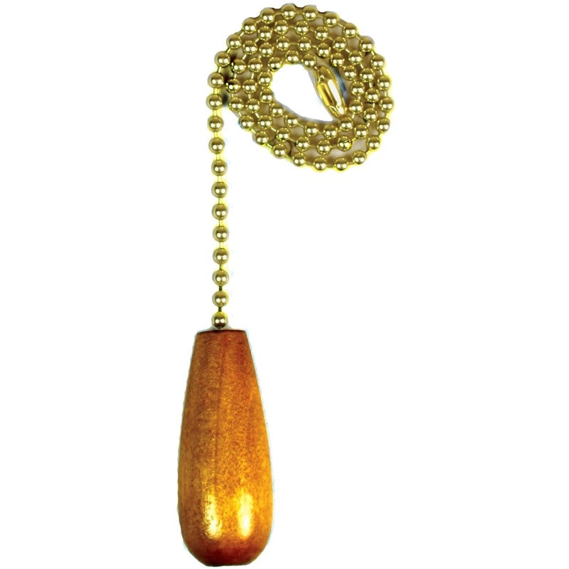 Jandorf 60321 Pull Chain, 12 in L Chain, Brass/Wood, Natural