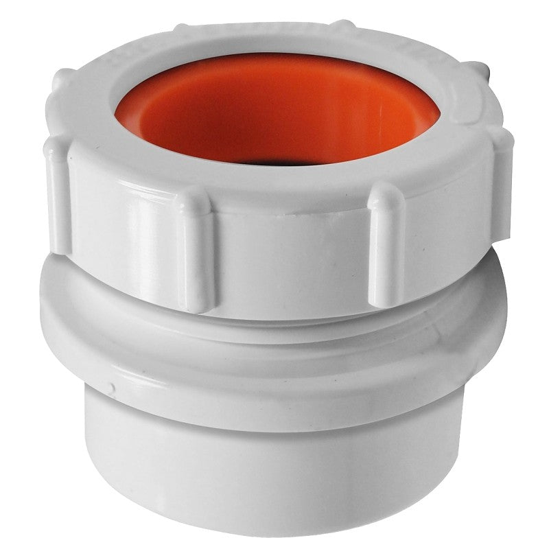 Canplas 192858A Trap Pipe Adapter, 1-1/2 x 1-1/4 in, 1-1/2 in, Spigot x Slip, PVC, White