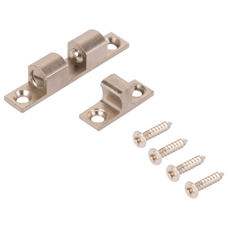 ProSource CB-01SN-PS Double Ball Catch, Brass, Satin Nickel, Satin Nickel