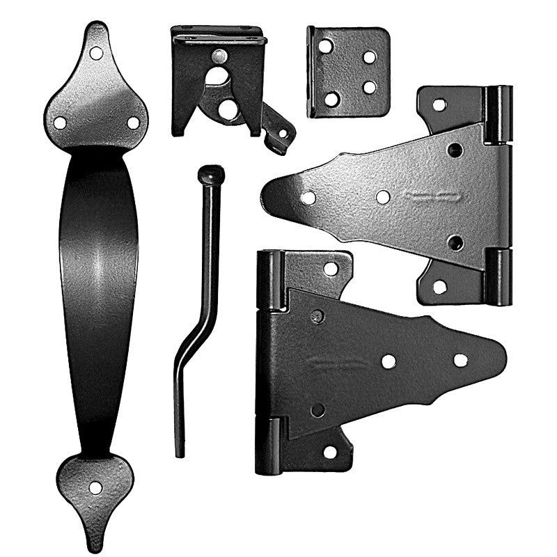 Nuvo Iron WGCKH/B Gate Combo Kit, Galvanized Steel, Black, Powder-Coated Satin
