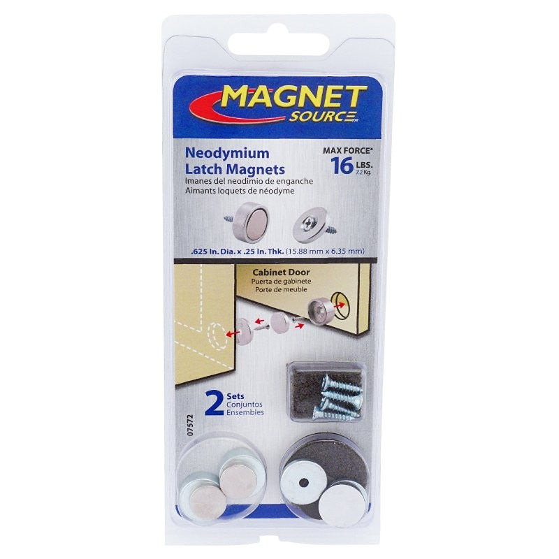 Magnet Source 07572 Latch Magnet Kit, 5/8 in W, Steel, Zinc