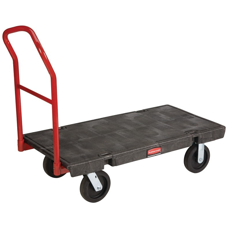 Rubbermaid FG443600 BLA Platform Truck, 2000 lb, 48 in L Platform, 24 in W Platform, 4-Wheel, Swivel Wheel, HDPE