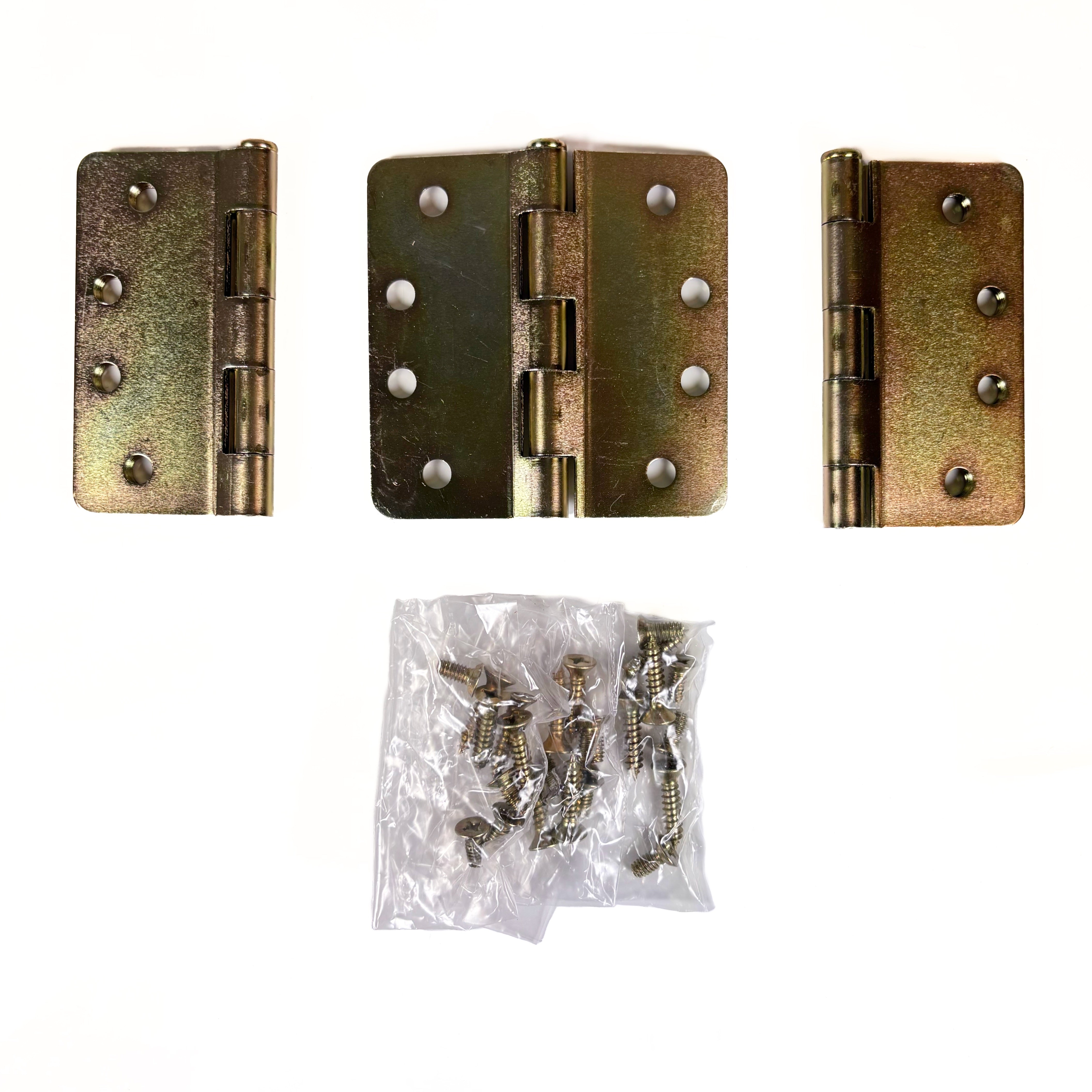Commercial Door Hinges 4 Inch 1/4 Radius Satin Brass 3 Pack (POS)