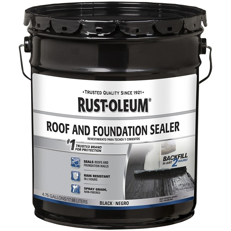 Rust-Oleum 347434 Roof and Foundation Sealer, Black, 4.75 gal, Pail, Liquid