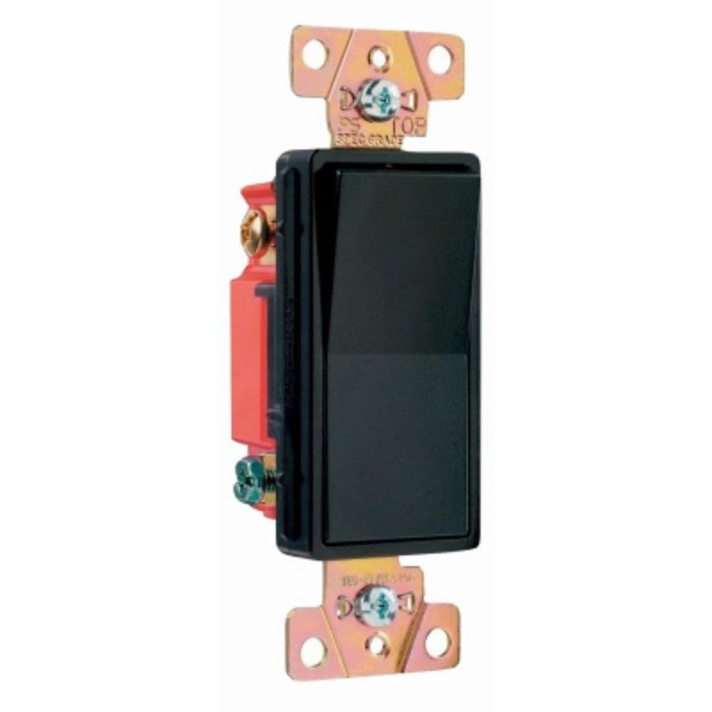 Legrand 2623BKCC6 Decorator Switch, 20 A, 120/277 VAC, Back Wire, Side Wire Terminal, Polycarbonate, Black