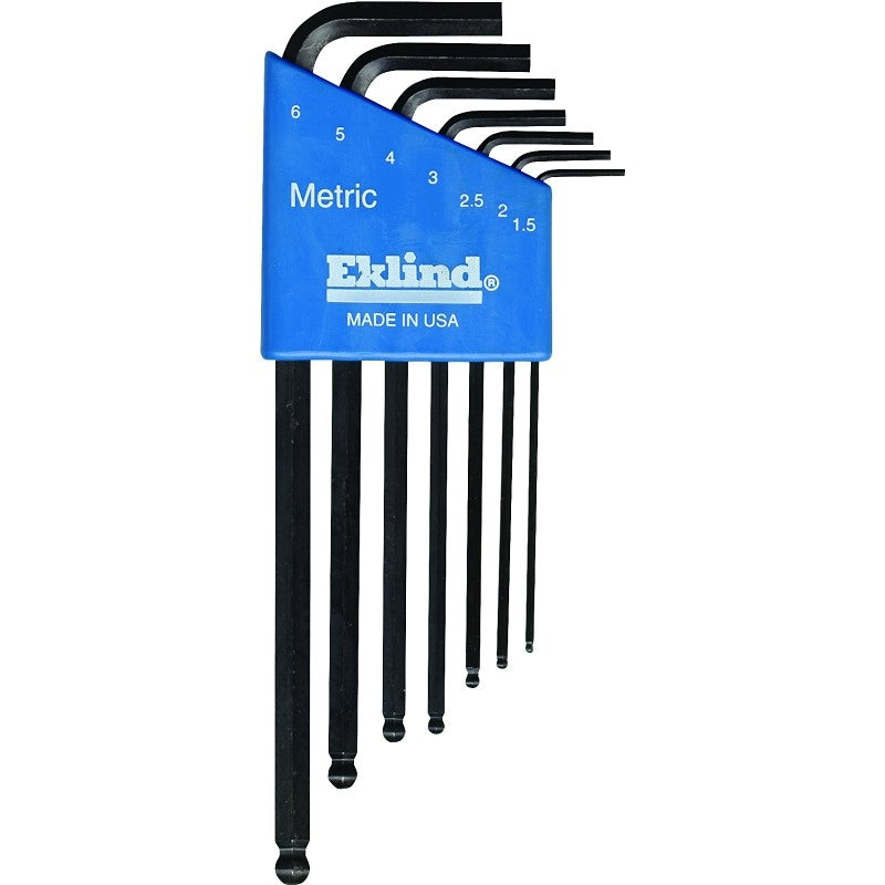 Eklind 13607 Hex Key Set, Includes: 1.5 to 6 mm Keys, 7-Piece, Steel