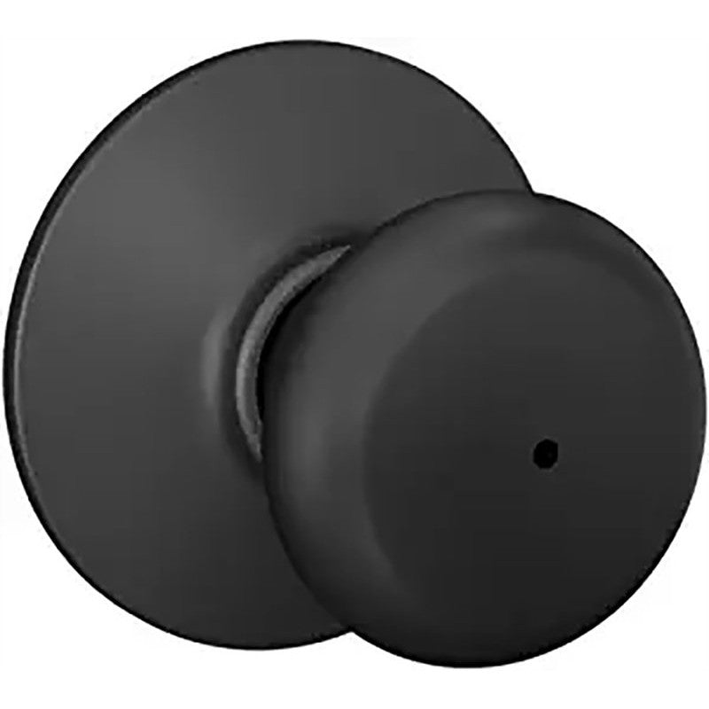 Schlage F Series F40 V PLY 622 Privacy Lockset, Round Design, Knob Handle, Matte Black, Metal, Interior Locking