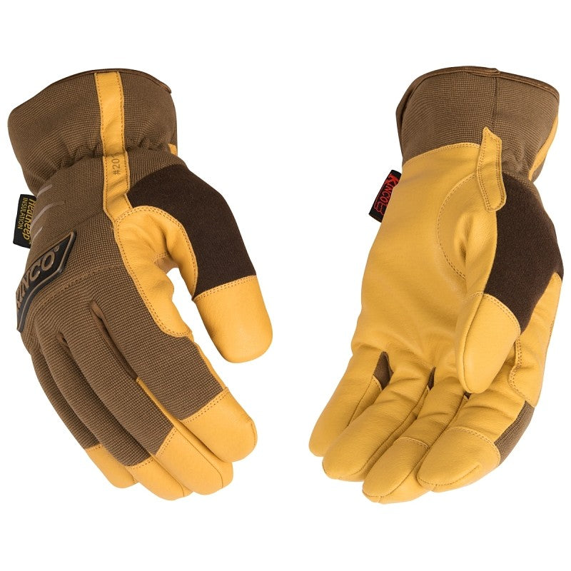 KincoPro 2014HK-L Driver Gloves, Men's, L, Easy-On, Shirred Elastic Wrist Cuff, TPR Back, Brown