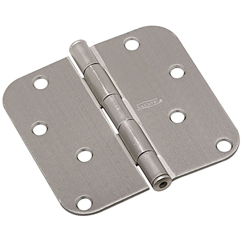 National Hardware N830-243 Door Hinge, 5/8 in Corner Radius, Cold Rolled Steel, Satin Nickel, Non-Rising, Removable Pin