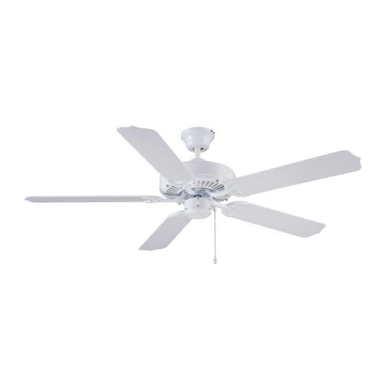 Boston Harbor CF-78092 Ceiling Fan, 5-Blade, White Blade, 52 in Sweep, ABS Blade, 3-Speed