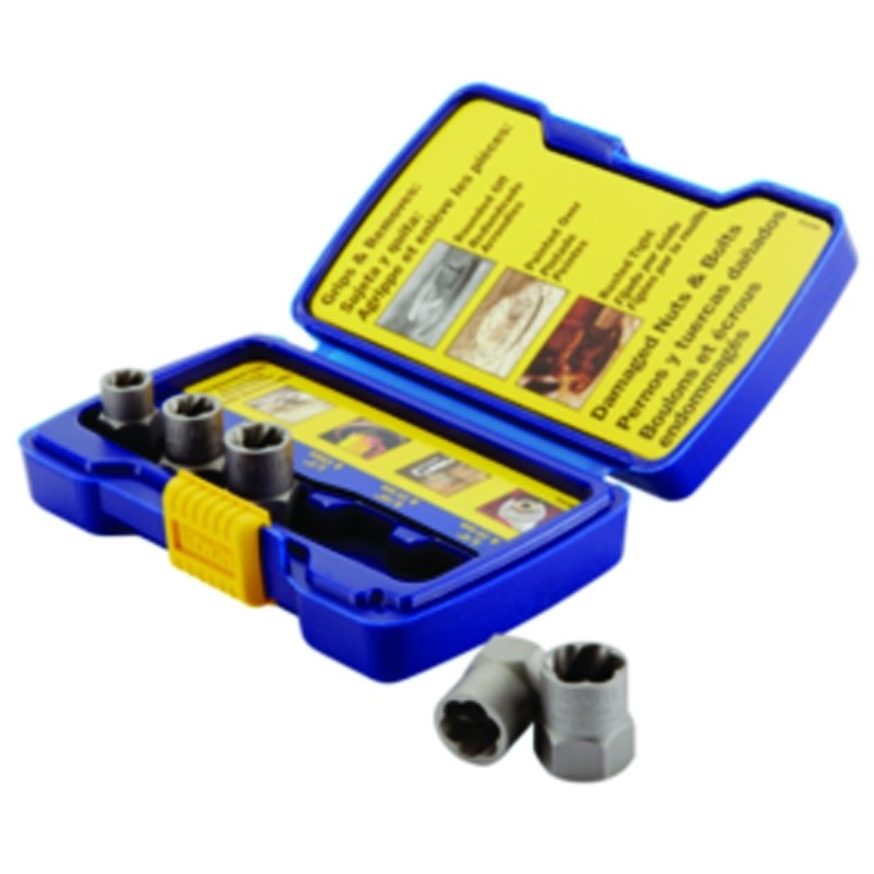 Irwin Bolt-Grip 394001 Bolt Extractor Set, 5-Piece, HCS, Specifications: Reverse Spiral Flute