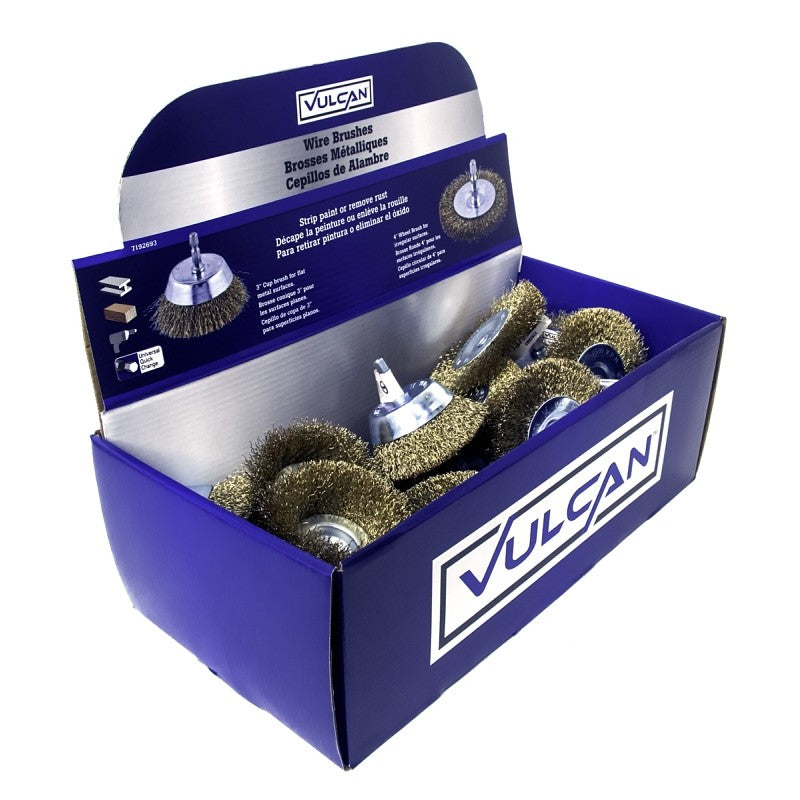 Vulcan 323690OR Assorted/Coarse-Grade Wire Wheel Brush Kit, 3, 4 in Dia, 1/4 in Arbor/Shank (Pack of 20)