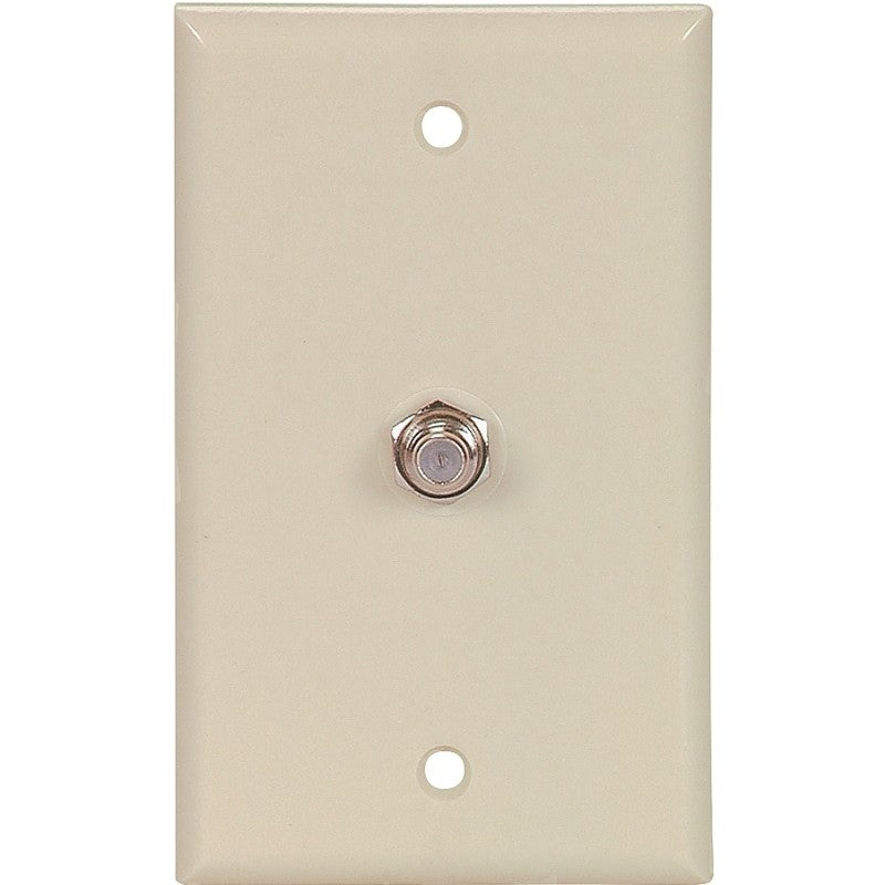 Eaton Cooper Wiring 1172V Wallplate with Coaxial Adapter, 4-1/2 in L, 2-3/4 in W, 1 -Gang, Thermoplastic, Ivory