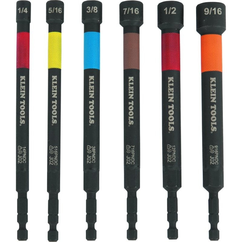 Klein Tools 32930 Power Nut Setter Set, 6-Piece, Color-Coded, Steel Alloy