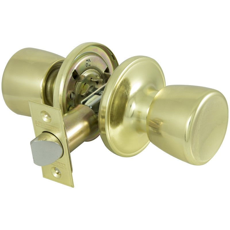 ProSource TS730V-PS Passage Knob, Metal, Polished Brass, 2-3/8 to 2-3/4 in Backset, 1-3/8 to 1-3/4 in Thick Door