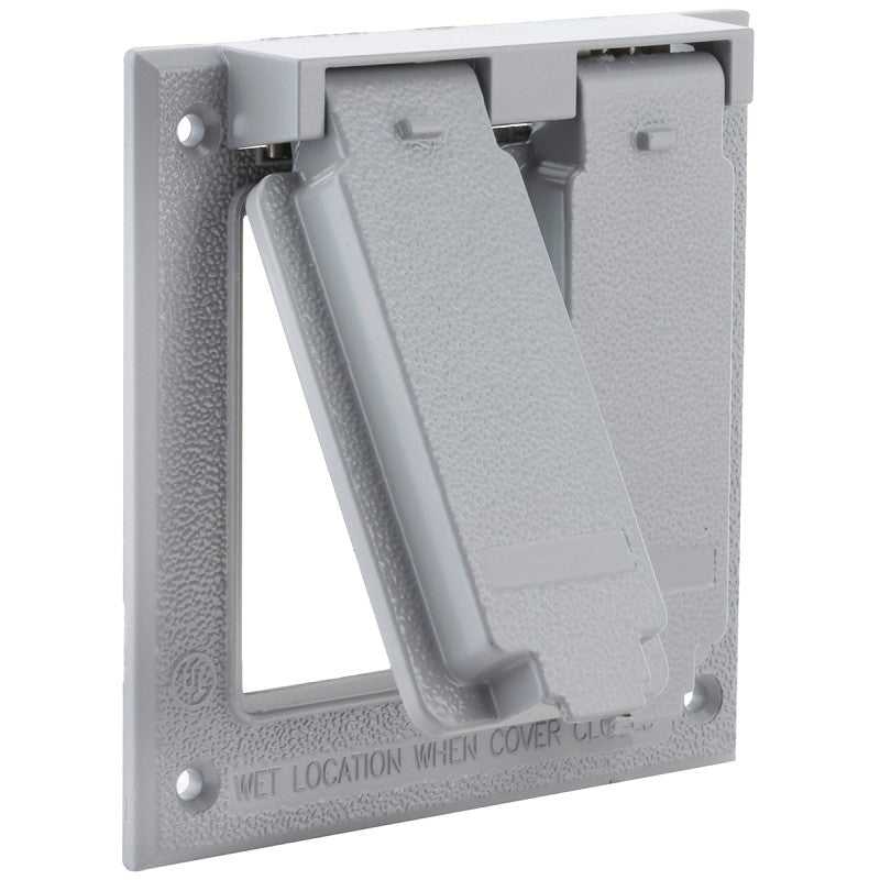 Hubbell 5145-0 Cover, 4-1/2 in L, 4-9/16 in W, Aluminum, Gray, Powder-Coated