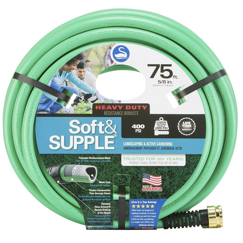 Swan SNSS58075 Garden Hose, 75 ft L, Rubber/Vinyl, Green