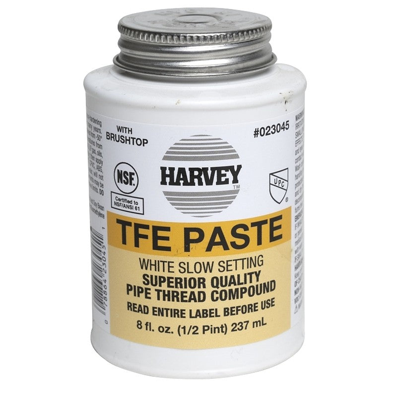 Harvey 23045 Pipe Thread Compound, 8 fl-oz Jar, Liquid, Paste, White