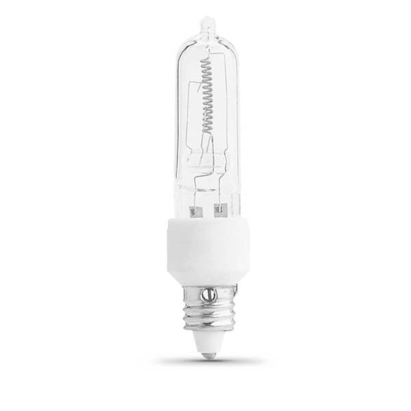 Feit Electric BPQ50/CL/MC/RP Halogen Light Bulb, 50 W, Miniature Candelabra Screw E11 Lamp Base, T4 Lamp