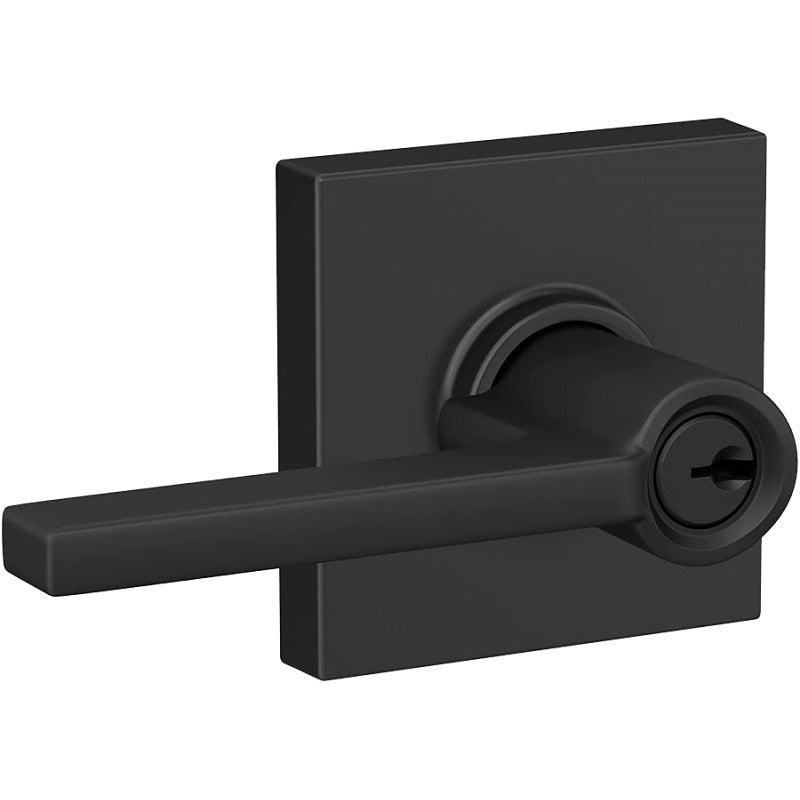 Schlage F Series F51A LAT 622 COL Entry Lever, Matte Black, Brass/Zinc, Residential, Reversible Hand, AAA Grade
