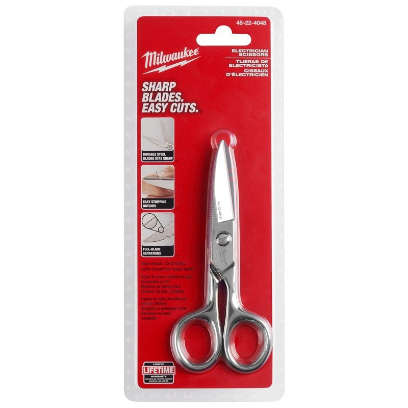 Milwaukee 48-22-4048 Electrical Scissors, 2-1/4 in OAL, Steel Blade, Round Handle