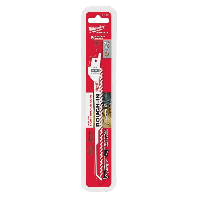 Milwaukee 48-00-1610 Reciprocating Saw Blade, 1/2 in W, 7-3/8 in L, 5 TPI