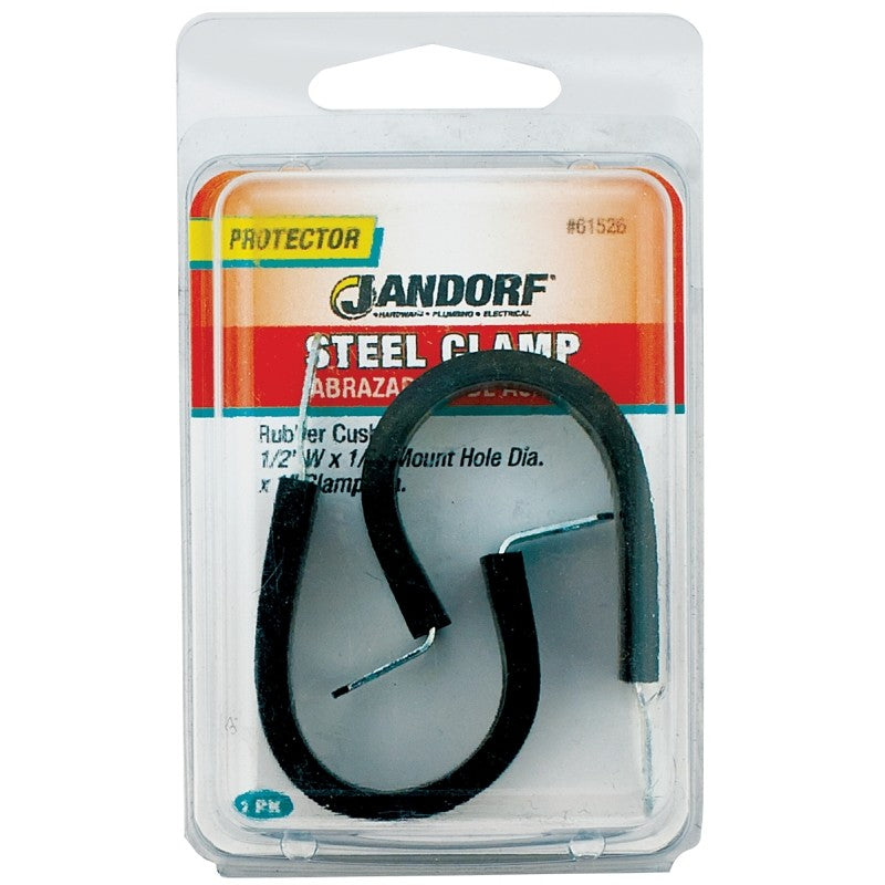 Jandorf 61526 Cushion Clamp, 1 in Max Bundle Dia, 1/2 in W, Rubber/Steel, Black