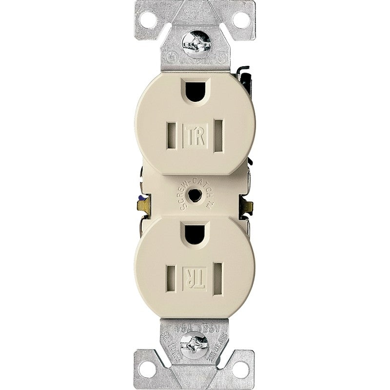 Eaton Wiring Devices TR270V Duplex Receptacle, 2 -Pole, 15 A, 125 V, Push, Side Wiring, NEMA: 5-15R, Ivory