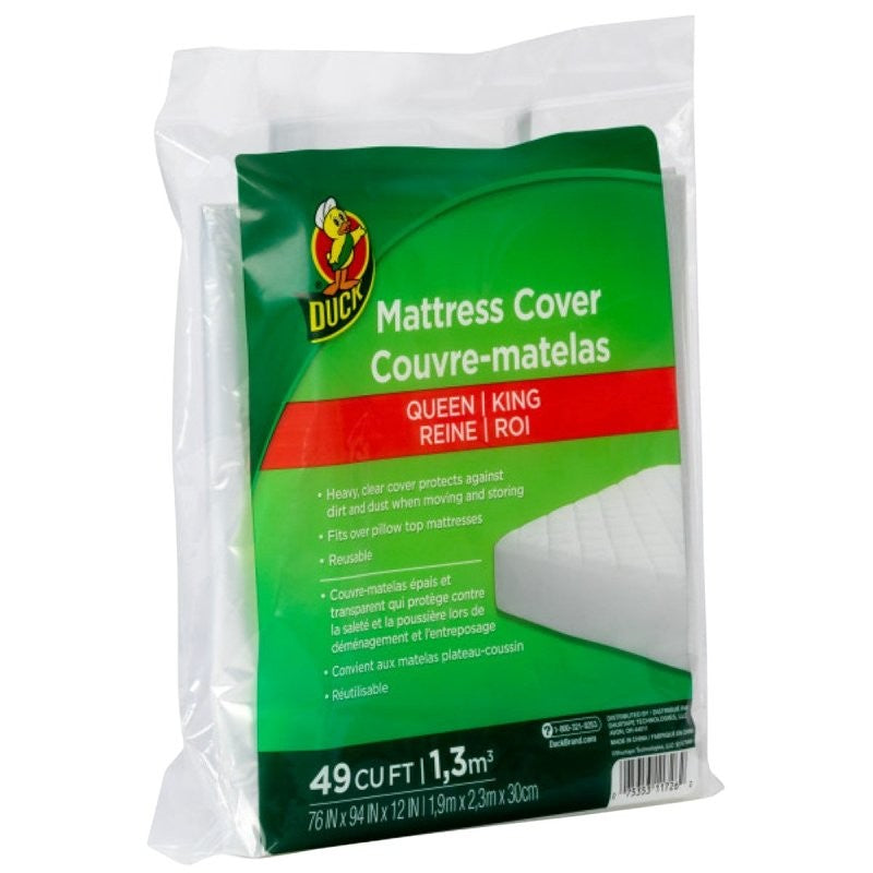 Duck 1140236 Mattress Cover, Queen/King Bedding, Plastic, Clear