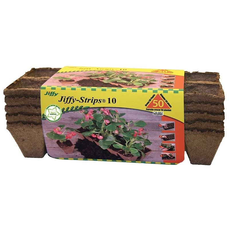 Jiffy JS50 Strip Pot, 4 in L Tray, 10 in W Tray, Sphagnum Peat Moss