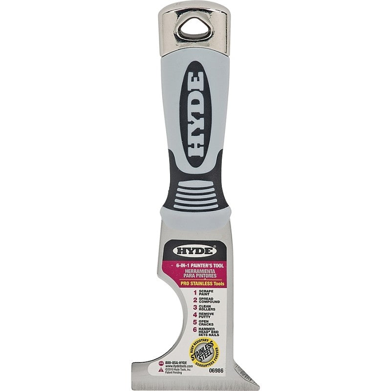 Hyde 06986 Multi-Tool, 2-1/2 in W Blade, 1-Edge Blade, Stainless Steel Blade, Plastic Handle, Soft Grip Handle