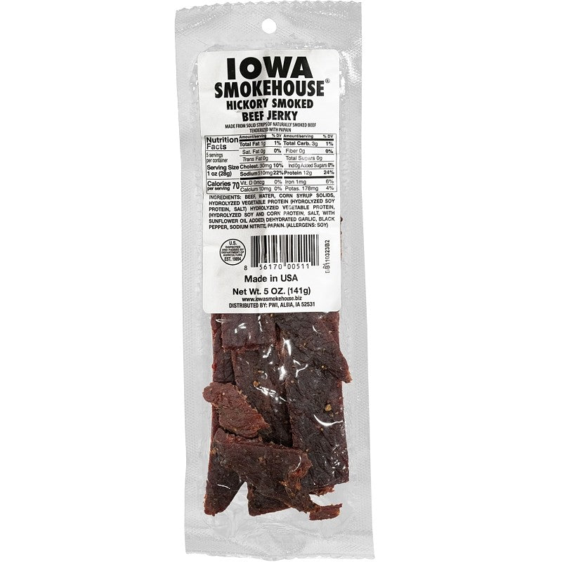 Iowa Smokehouse IS-5JH Beef Jerky, Hickory Smoked, 5 oz (Pack of 12)