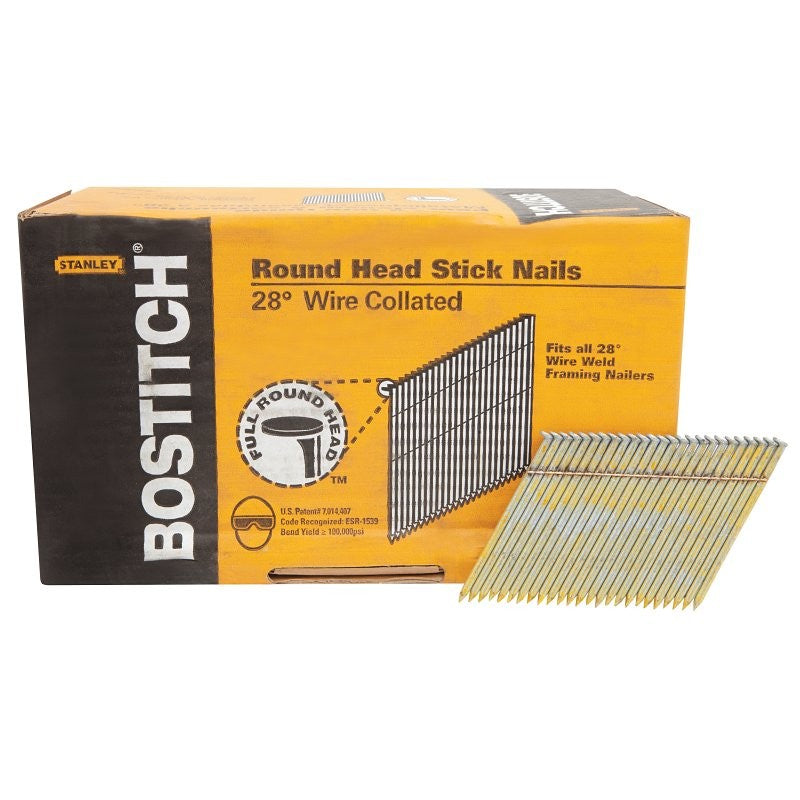 Bostitch S10DR-FH Framing Nail, 3 in L, 10 ga Gauge, Full Round Head, Ring Shank