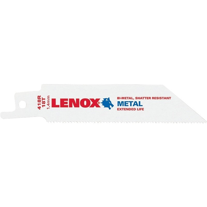 Lenox 20552418R Reciprocating Saw Blade, 3/4 in W, 4 in L, 18 TPI, Carbide Cutting Edge